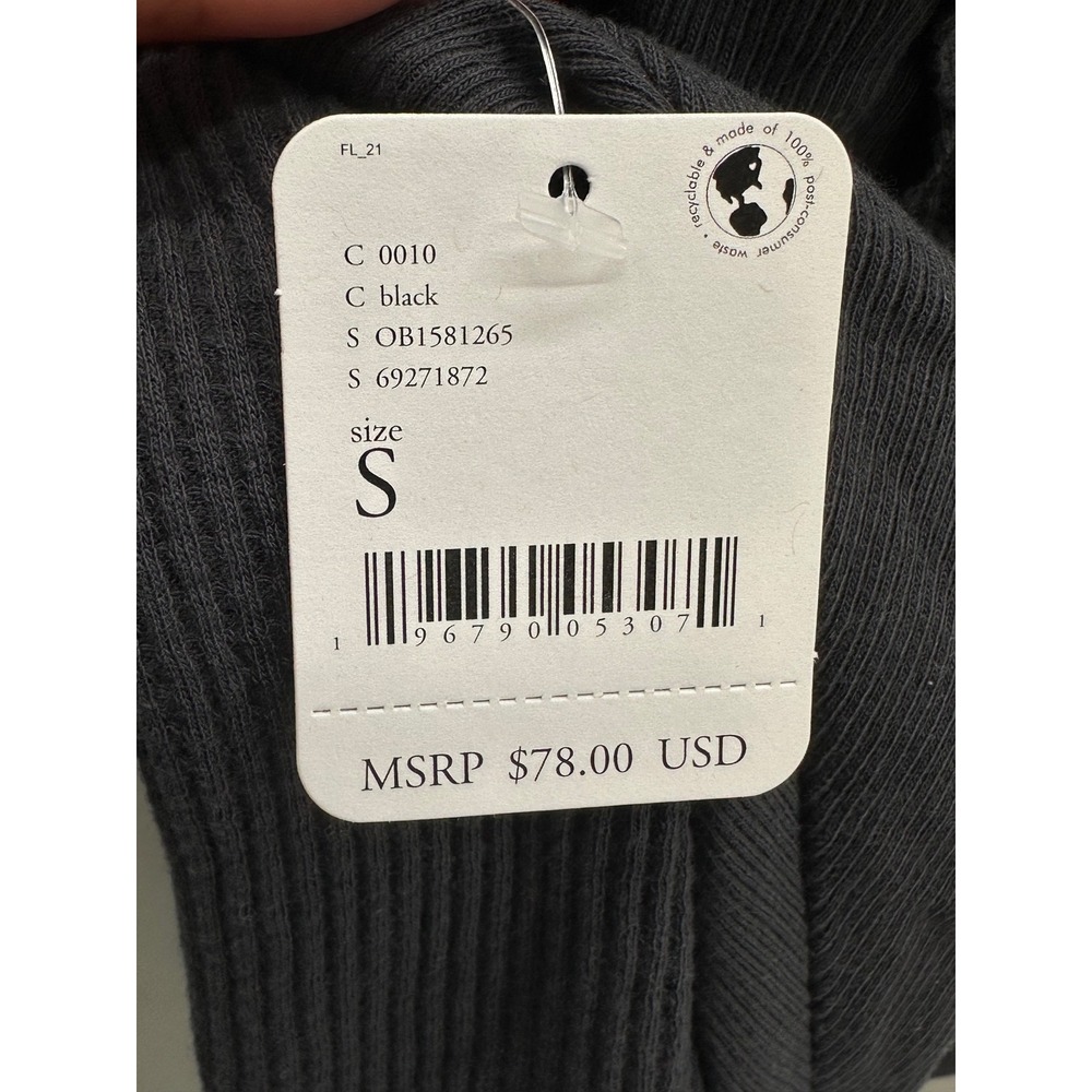 Free People Santa Clara Thermal Top Black Waffle Knit Size S OB1581265 Cozy NWT - Picture 7 of 10